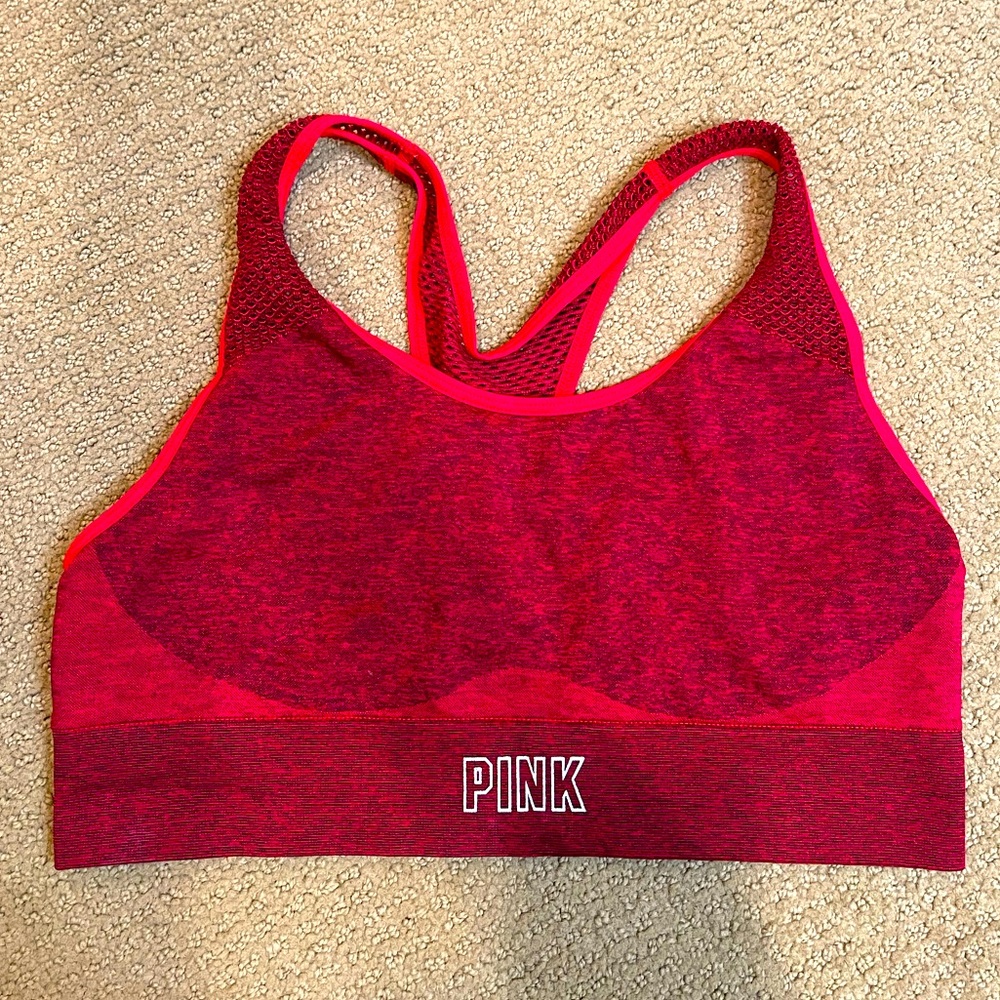 Victoria secret pink
Large
Sports bra 
Red new without tags